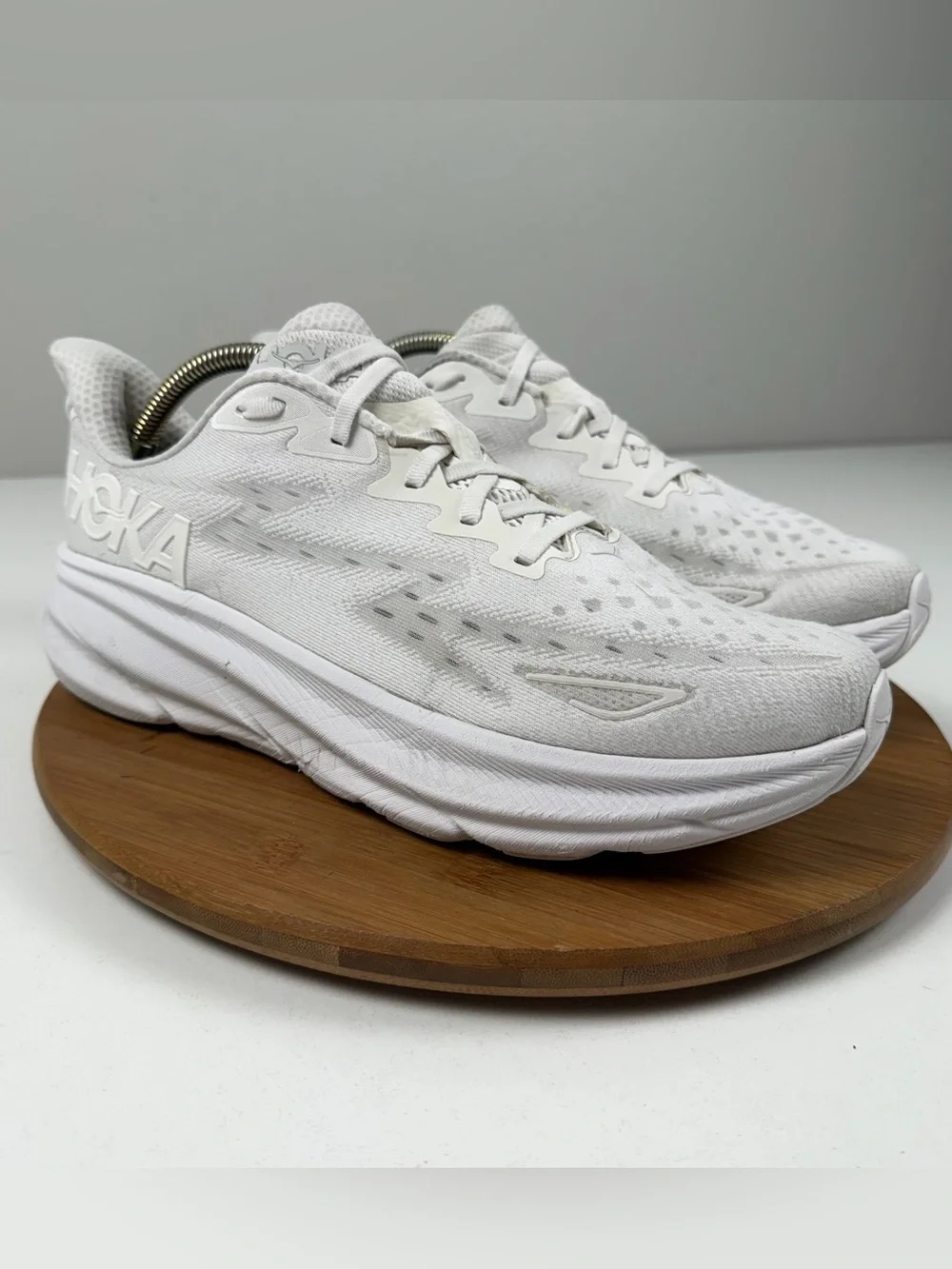 Hoka Clifton 9 All-White Cushioned Running Shoes